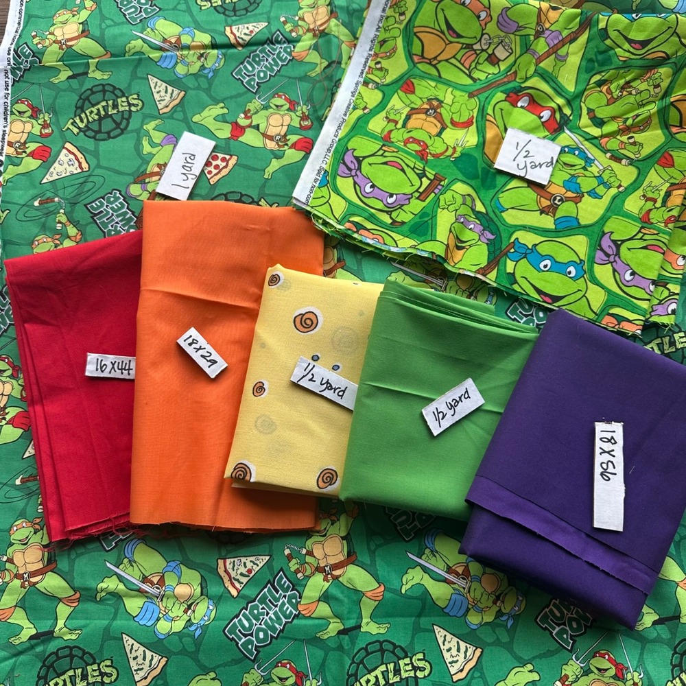 Teenage Mutant Ninja Turtles TMNT Fabric Bundle 7‎ Pieces 3.75 Yards Total - Picture 12 of 12